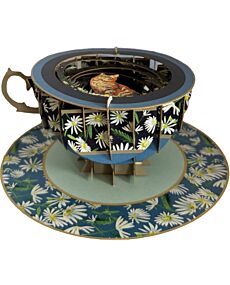 3D Teacup Cat Popup Greeting Card