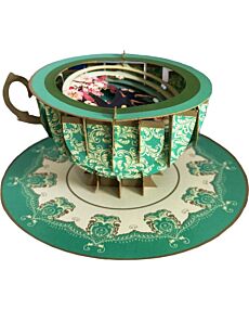 3D Teacup Sparrows Popup Greeting Card