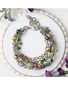 Water Lily Czech Glass, Muscovite, Prehnite Bracelet