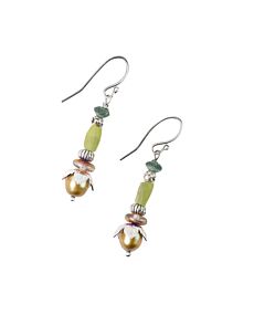 Water Lily Roman Glass, Freshwater Pearl Simple Earrings