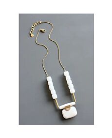 David Aubrey Art Deco White Pendant Necklace