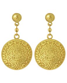 Aztec Calendar Dangle Earrings