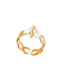 Bumbleebee Paperclip Gold Adjustable Ring