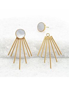 Caroline Mother of Pearl Stud & Fringe Earrings