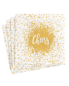 Cheers Paper Cocktail Napkins - Gold