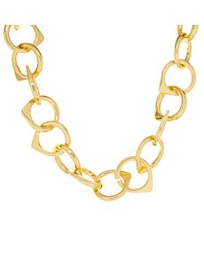Chunky Round Tab Gold Link Necklace