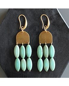 David Aubrey Turquoise and Brass Geometric Earrings