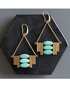 David Aubrey Art Deco Brass Earrings