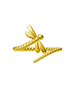 Dragonfly Gold Adjustable Ring