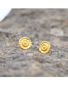 Embossed Round Button Earrings