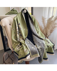 Equestrian Bouquet Green & Black Reversible Wrap