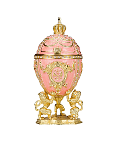 Fabergé Egg Lion Trinket Pink Jewel Box