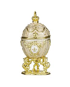 Fabergé Lions & Emperor’s Crown Cream Easter Egg Trinket Jewel Box