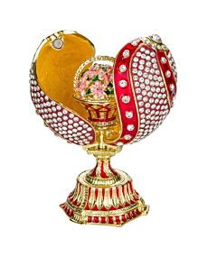 Fabergé Twisted Red Egg Jewelry Box with Basket