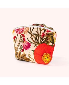 Fine Flowers Cream Printed Velvet Mini Pouch