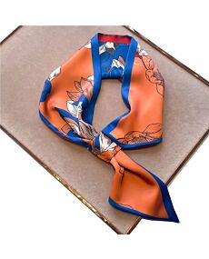 Floral Loop Scarf - Orange & Blue