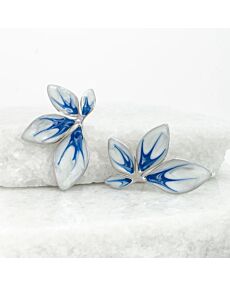 Flourish Blue & Silver Leaf Earrings