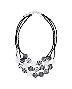 Frosted Sea Stone Triple Strand Necklace