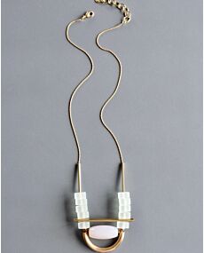David Aubrey Glass and Agate Geometric Necklace
