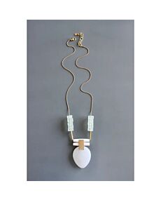David Aubrey Glass and White Jade Pendant Necklace