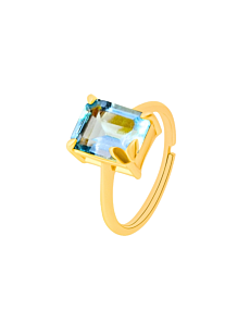 Butterfly Aquamarine Gold Adjustable Ring