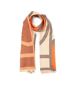 Winter Art Deco Grey Cream Scarf