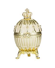Fabergé Imperial Crown Cream Ribbed Easter Egg Trinket Jewel Box