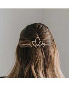 Kairavini Lotus Hair Slide with Stick - Gold
