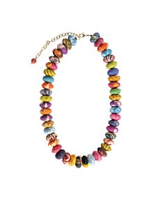 Kantha Stacked Button Necklace