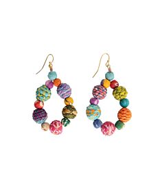 Kantha Threaded Teardrop Earrings