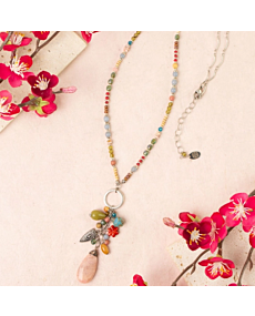 Anne Vaughan Czech Glass Olive Jade Cluster Necklace