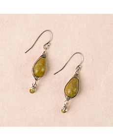 Anne Vaughan Leilani Olive Jade Herringbone Earrings