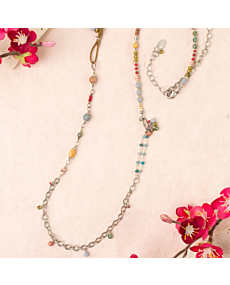 Anne Vaughan Leilani Peach Moonstone Collage Necklace