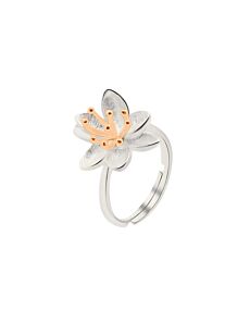 Lotus Silver Adjustable Ring