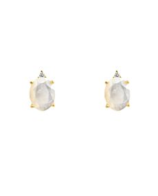 Mother Of Pearl Oval Gold Studs