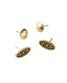 Nisha Ball and Oval Black and Gold Stud Earrings