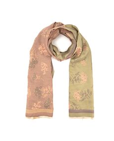 Winter Floral Olive and Dusty Rose Scarf