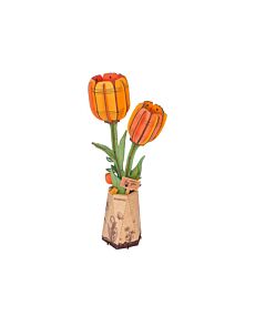 Modern Wooden Puzzle- Orange Tulip