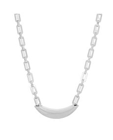 Paperclip Chain Link Silver Curved Bar Necklace