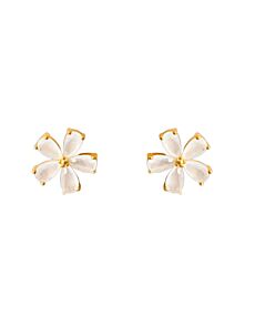 Plumeria Agate Gold Stud Earrings