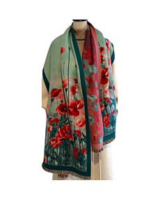 Poppy Field Turquoise/Red Reversible Wrap