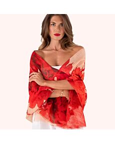 Rouge Blooms Linen Cotton Scarf