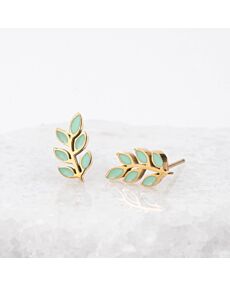 Rowen Leaf Mint Stud Earrings