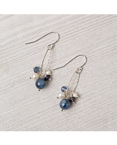 Anne Vaughan Seaside Kyanite, Pearl, Iolite Cluster Earrings
