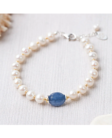 Anne Vaughan Seaside Freshwater Pearl, Kyanite Simple Bracelet