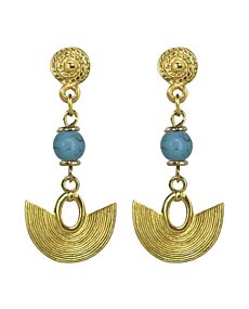 Sinu Striped Crescent Turquoise Dangle Earrings