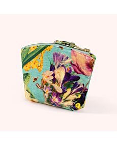 Spring Flora Printed Velvet Mini Pouch