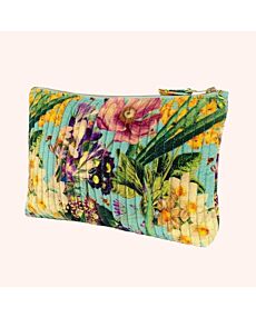 Spring Flora Printed Velvet Pouch