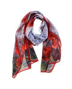 Stained Glass Poppies Sheer Scarf