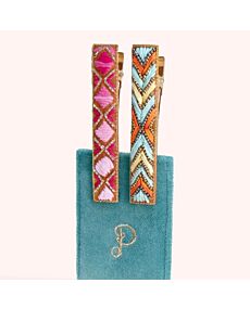 Summer Deco Fuchsia Embellished Hair Bars